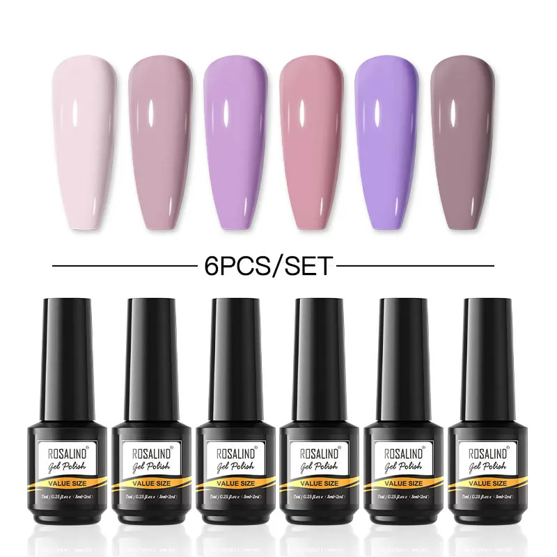 ROSALIND Nail Gel Polish 6PCS/SET Nail Art Winter Color Semi Permanent Hybrid Varnis Lacquer Need Base Top Coat For Nail Gel Kit