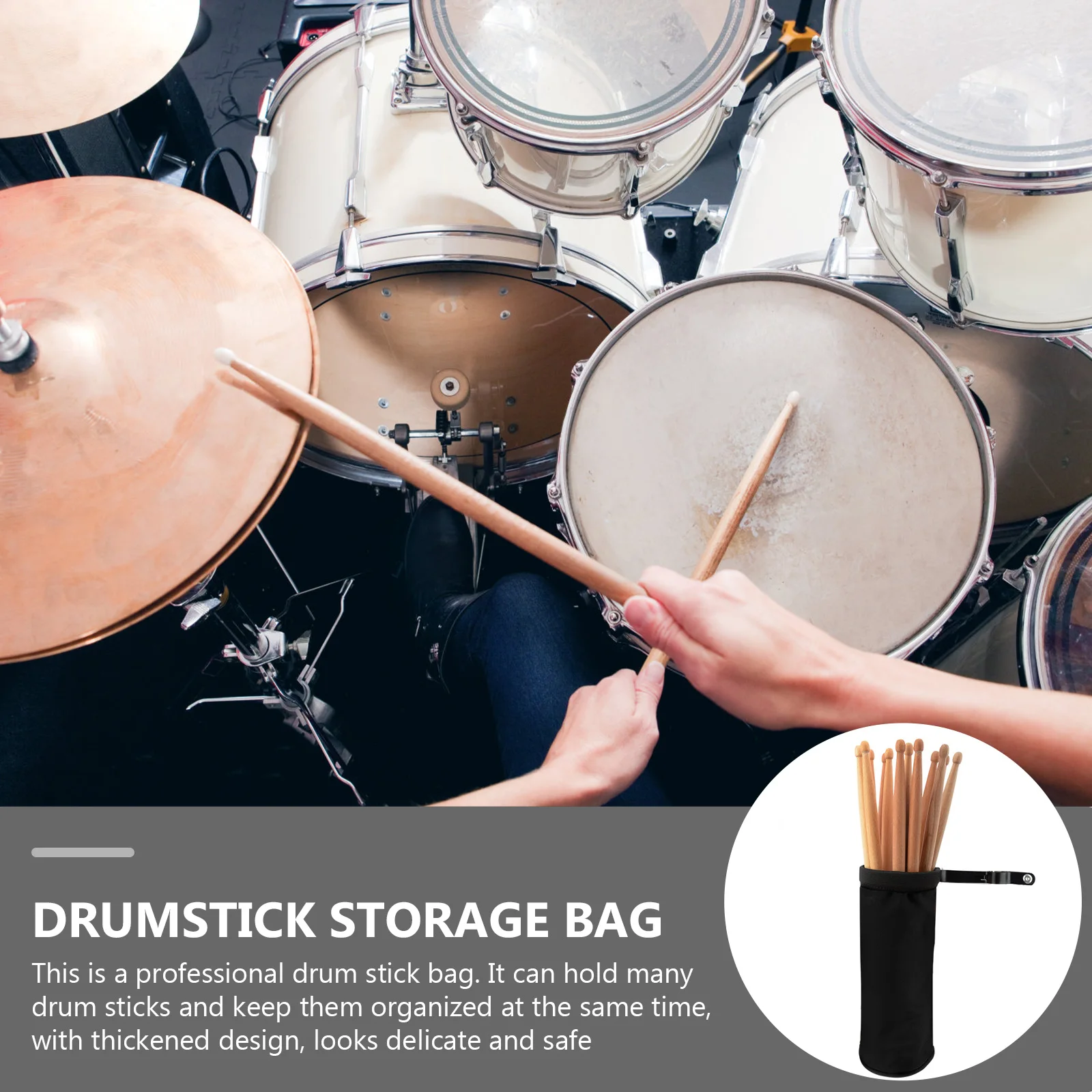 

Drumstick Storage Pouch Made of Oxford Cloth Black Color Portable Drum Accessories Large Capacity for Drumsticks