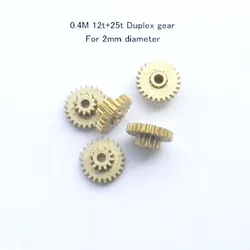 4pcs/Lot Double Metal Gear 0.4 Modulus 12T+25 Teeth 0.4M 12T+25T Duplex Gear Outer Diameter 10.5mm Width 1.8mm For 2mm