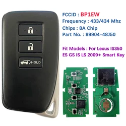 CN052055 Aftermarket 3 Button Smart Key For Lexus RX350 RX450HL 2016-2020 Remote 433.57/434.41MHZ BP1EW 8A Chip 89904-48J50