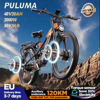 PULUMA PE86 Electric Bicycle 26*3.0 Fat Tire 48V20AH Battery 2000W Motor 50KM/H Torque Sensor Electric Bike Throttle Ebike VTT
