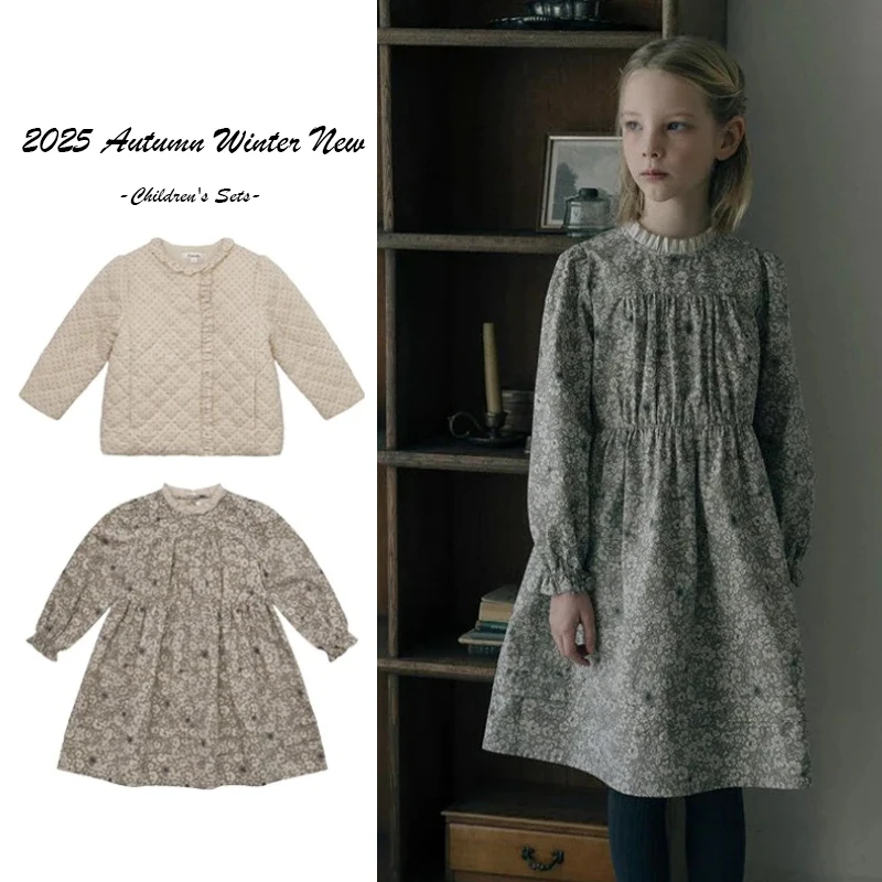 2025-new-children's-cotton-coat-warm-coat-long-sleeve-printed-dress-set-warm-windproof-winter-cotton-coat-children's-clothing