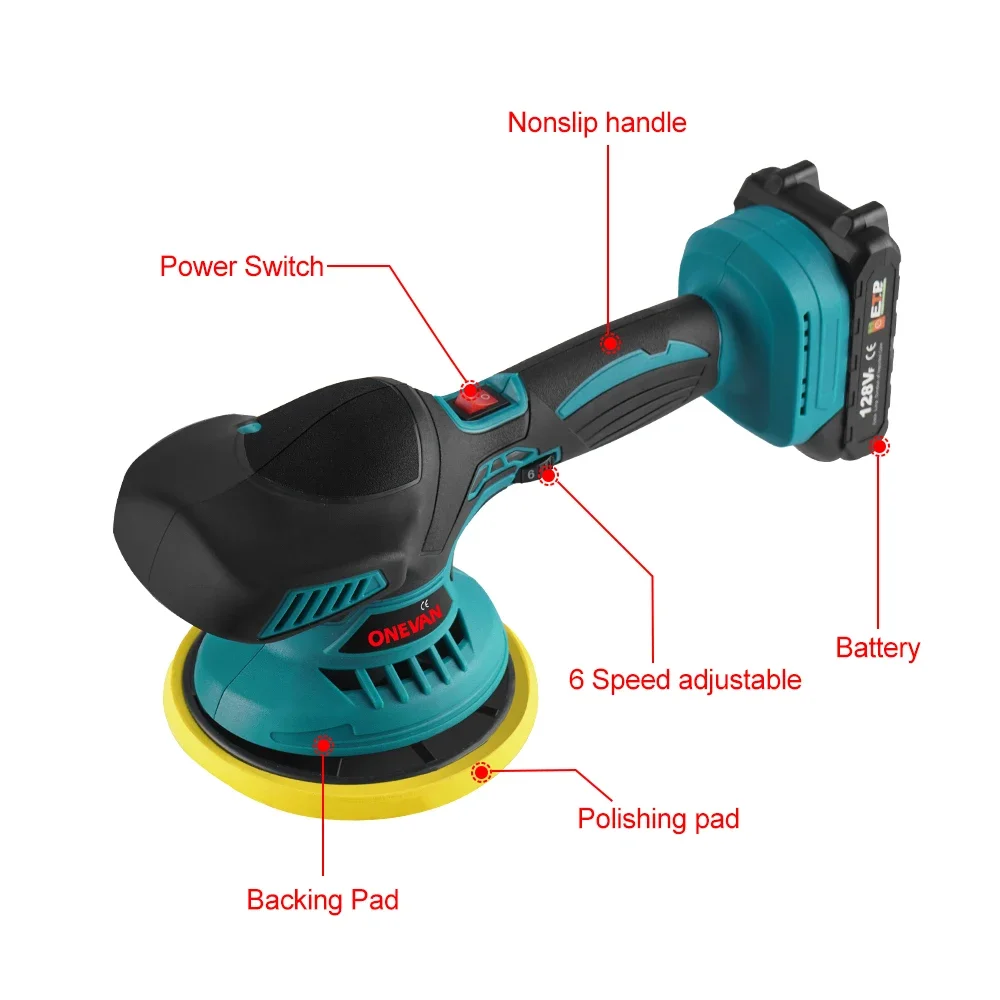 ONEVAN 전기 자동차 광택기, 무선 자동차 광택기, 조절식 무선 자동차 광택기, Makita 18V 배터리용, 7000rpm, 21V