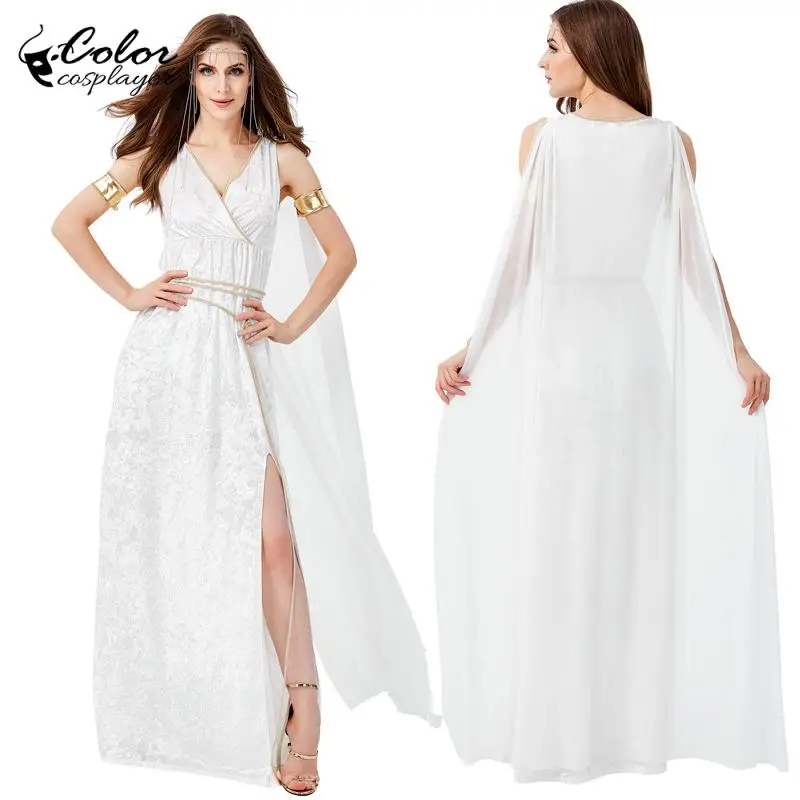 

Color Cosplayer White Dress Suit for Women Elegant Statue of Liberty Cosplay Costume Halloween Movie Disguise Adult Clothing