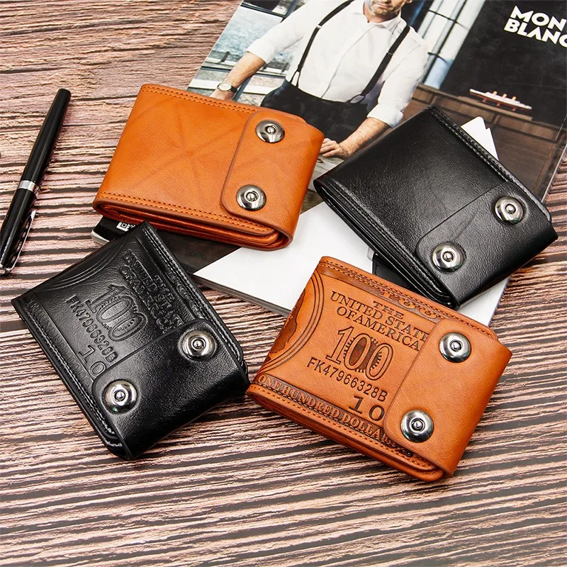 New Men's Wallet Embossed Short Multifunctional Card Position Fashion Casual Double Snap Wallet Wallet Wallet