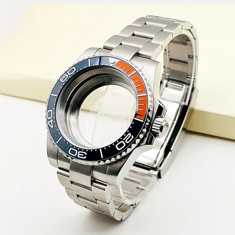 40mm Watch Case Install 20mm Stainless steel Strap fits NH35 NH36 Japan Automatic Movement Transparent Back Sapphire Watch Case