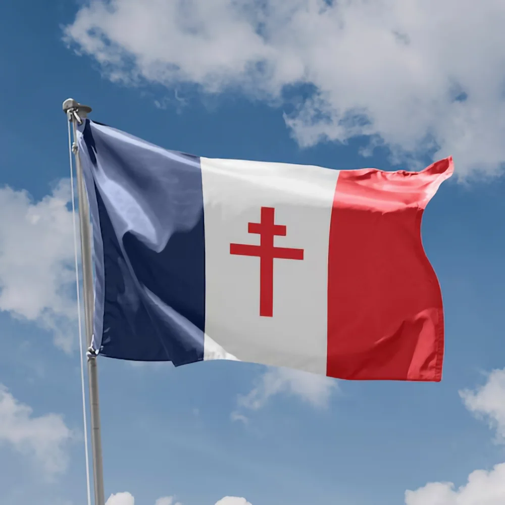 French Resistance Flag/Flag of Free France Lorraine Cross Flag