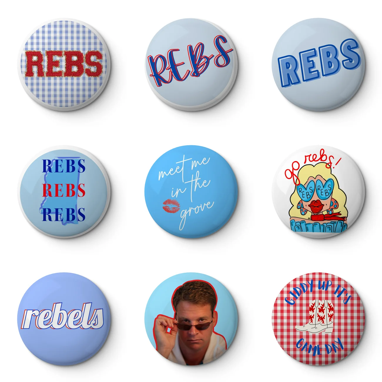 Ole Miss Rebs Gingham Soft Button Pin Customizable Metal Decor Women Jewelry Gift Cute Funny Hat Lover Lapel Pin