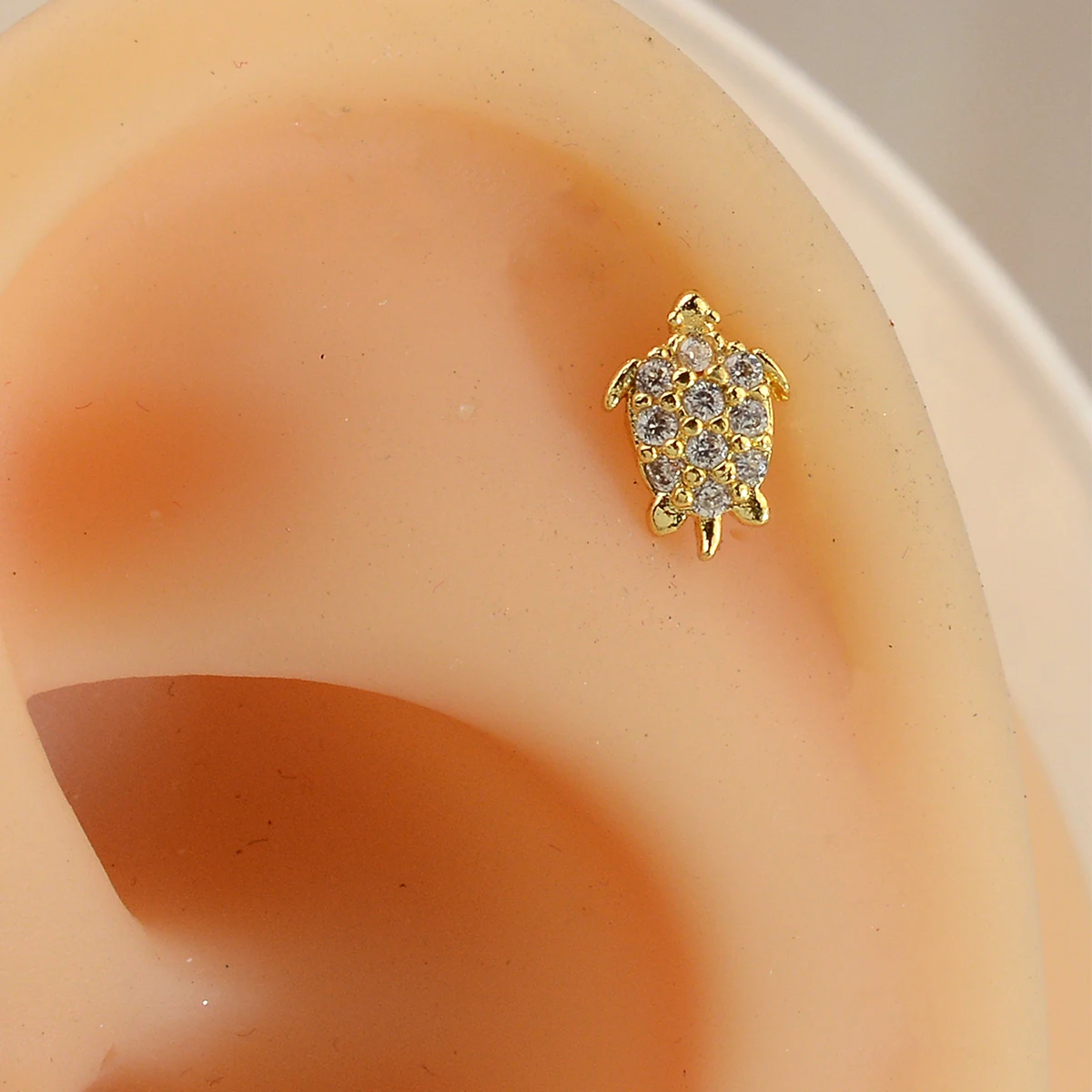 1PC Stainless Steel Animal Stud Earring Women Minimalist CZ Turtle Earings Tragus Conch Helix Standard Flat Piercing Jewelry 20G