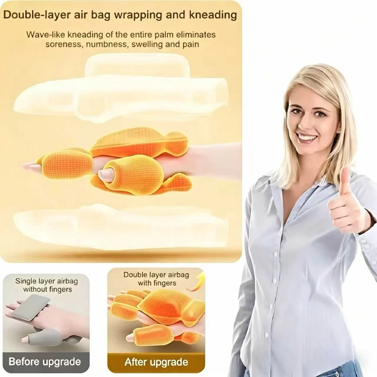 Automatic Hand Massager Kneads Finger Joint Pain Relief Airbag Kneading Palm Acupoint Massage Device for Beauty Health Care