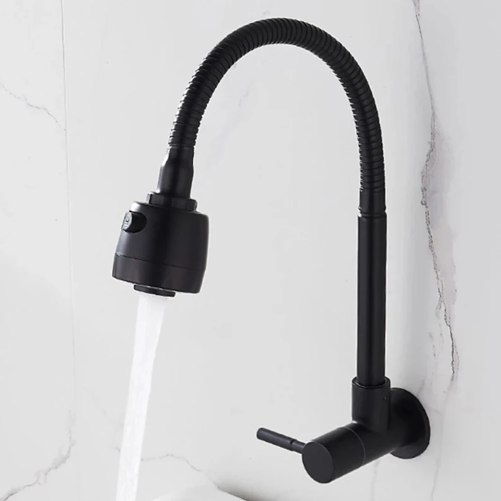 Kitchen Faucet  Flexible Hose Cold Water Sink Tap Two Modes Wall Mounted Faucet  Balcony Washbasin Kitchen Sprayer Nozzle