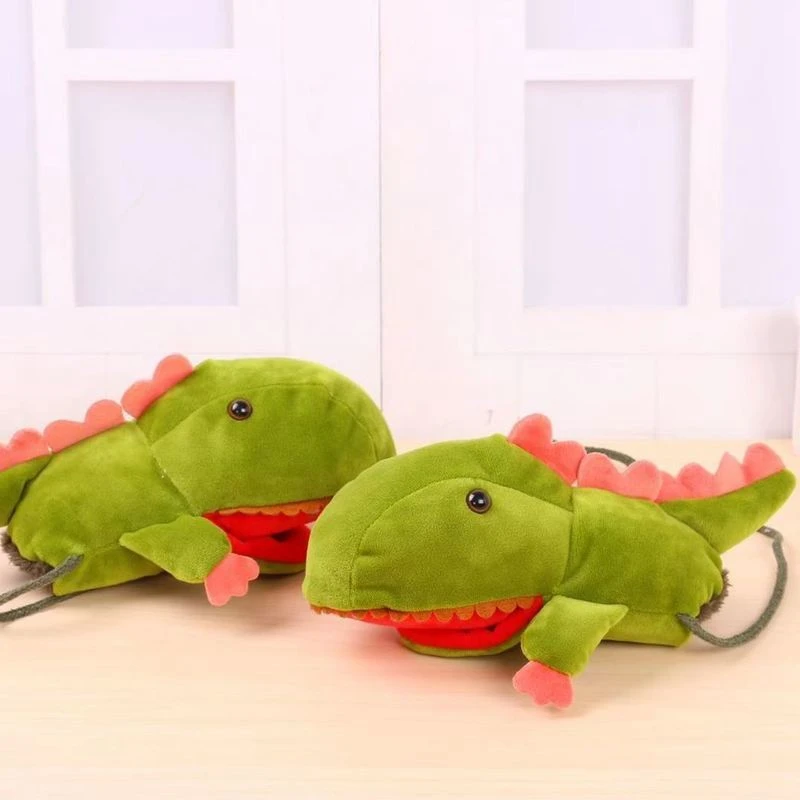 

Winter Dinosaur Hand Puppet Toy Performance Warm and Super Cute with Ropes, Children's Enlightenment and Soothing Dinosaur Doll