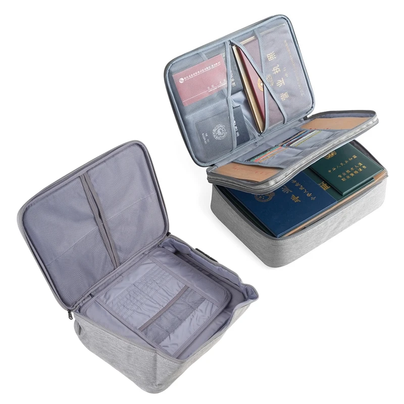 

Double Layer Document Ticket Bag Zipper Storage Large Capacity Certificates Files Home Travel