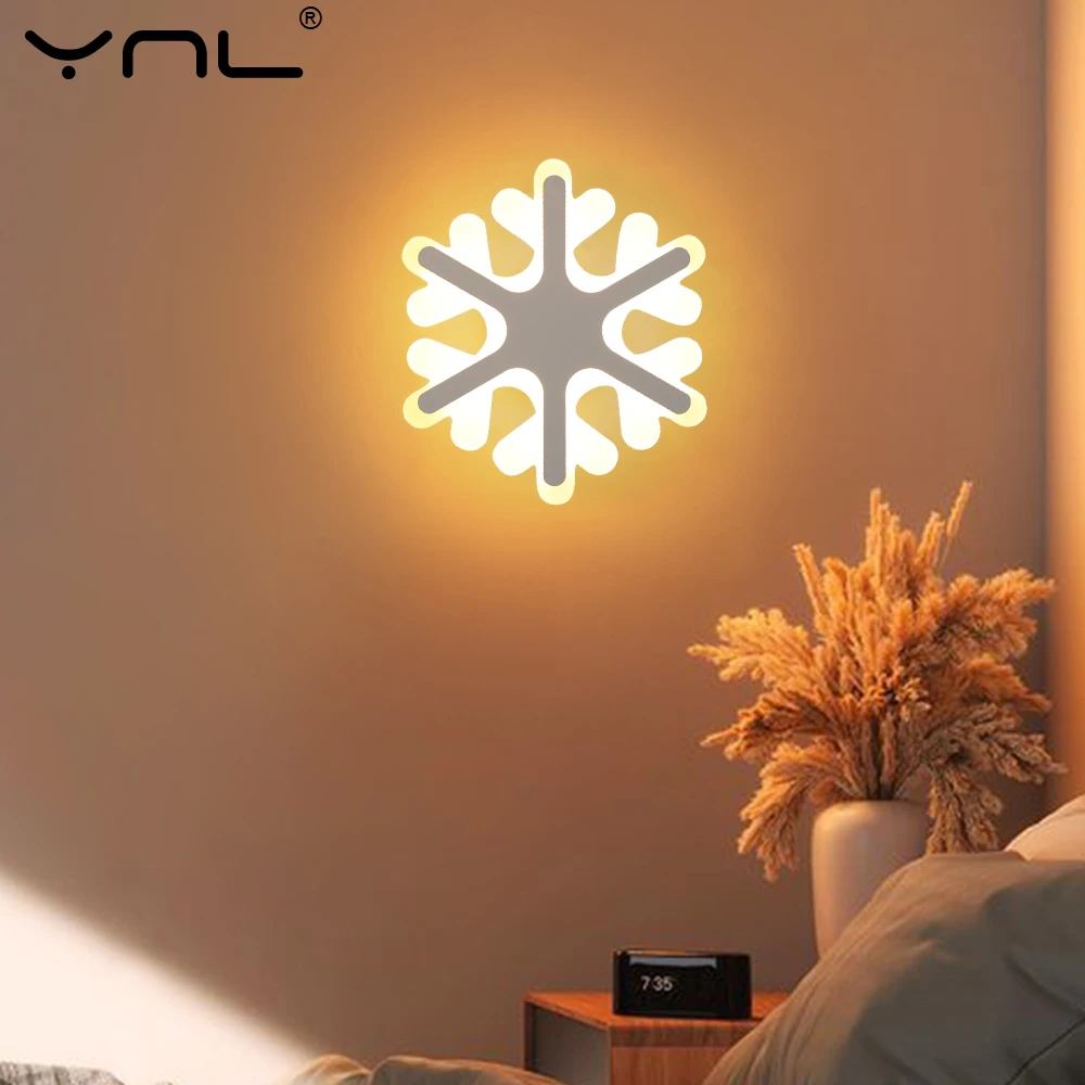 

Snowflake Interior LED Wall Lamp Modern Home Wall Decor Light Fixture Living Room Bedroom EU Plug 85-265V LED Beside Night Lamp