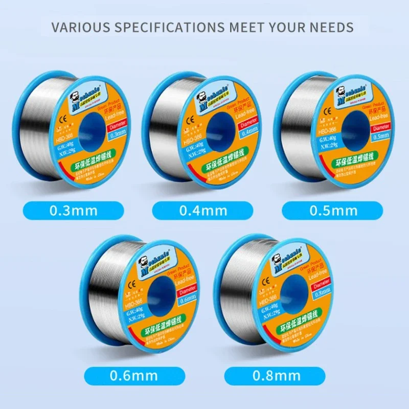 

Механик HBD-366 бессвинцовая паяльная проволока 0,3/0,4/0,5/0,6/0,8 мм 40 г оловянная проволока для пайки BGA, ремонт, сварочные инструменты