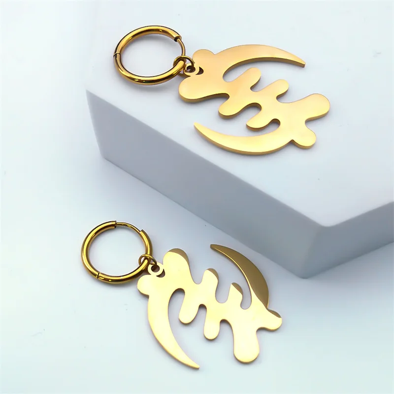 Adinkra gye nyame afrika symbol bügel ohrring edelstahl ghanaian für frauen männer kabyle stil baumeln ohrring schmuck e8088s03 – Detail 7