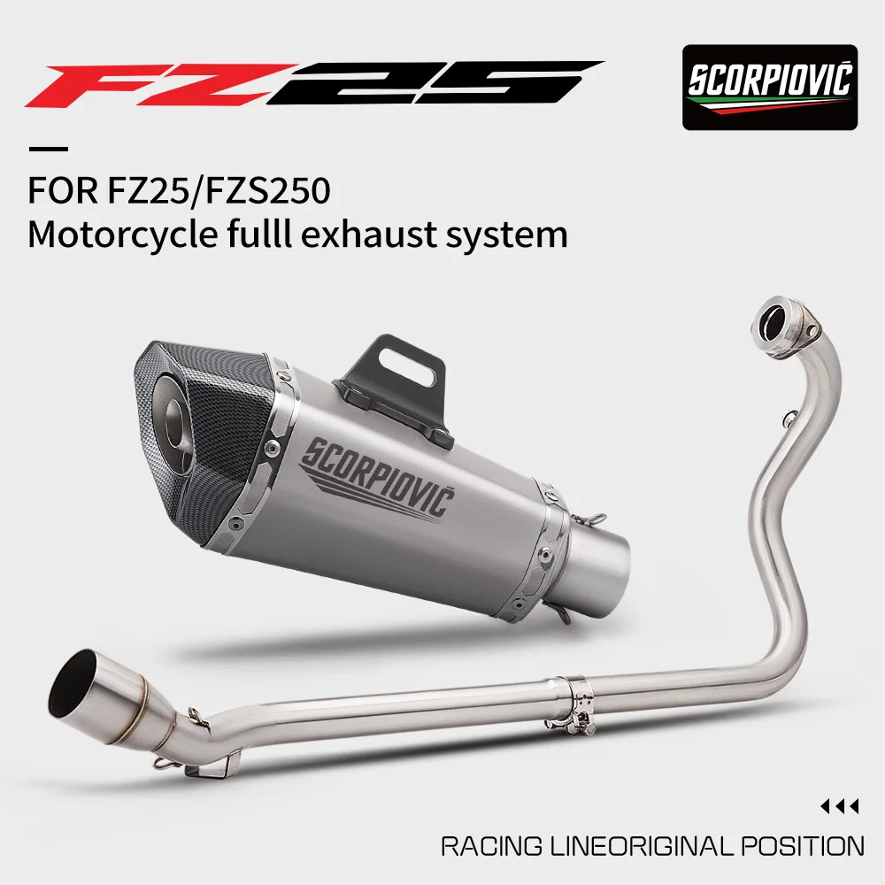

FZ25 FZ250 FZ 250 Exhaust Front Pipe Modified Motorcycle Exhaust System Muffler, Slip-OnFront Connect Link Pipe Full exhaust sy