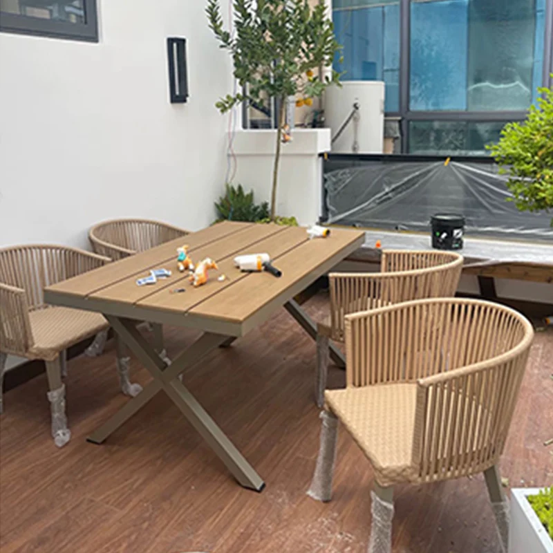 Rattan Courtyard Outdoor Tables Europe Luxury Lounge Minimalist Outdoor Tables Backyard Garden Jardin Mobiliario Furniture