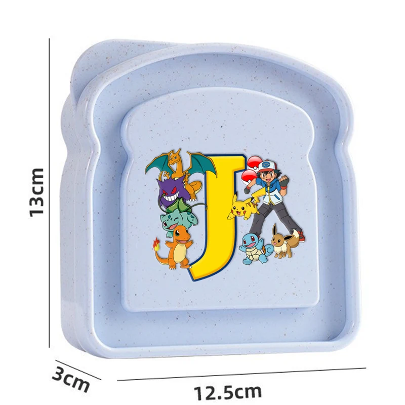 ポケモントースト型アニメプリントレターポータブルランチボックス蓋付きトーストパンサンドイッチボックスキッチンアウトドアピクニック弁当箱