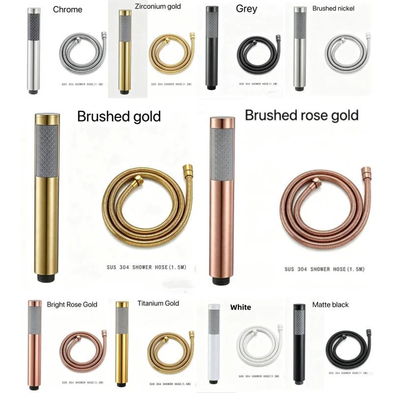 

304 Stainless Steel Handheld Shower Head Brushed Golden Hand Held Shower Sprayer White Bath Sprinkler Grey Rose Gold Handshower