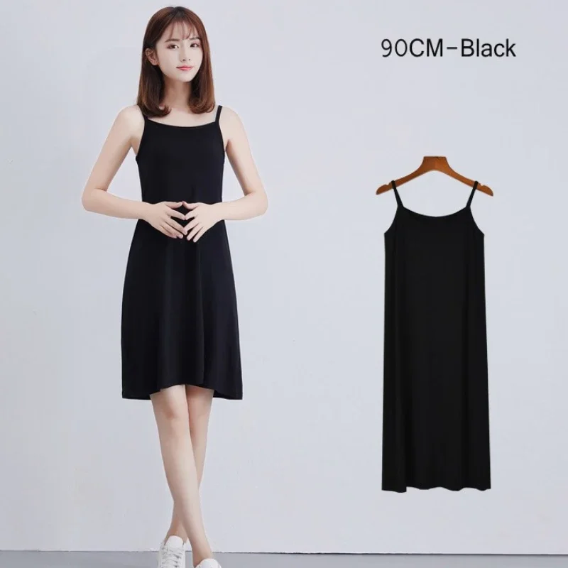 Women's Modal Full Slip Dress Spaghetti strap Vest Skirt 90 to 120cm Long Under dress Camisoles slips Inner Petticoat