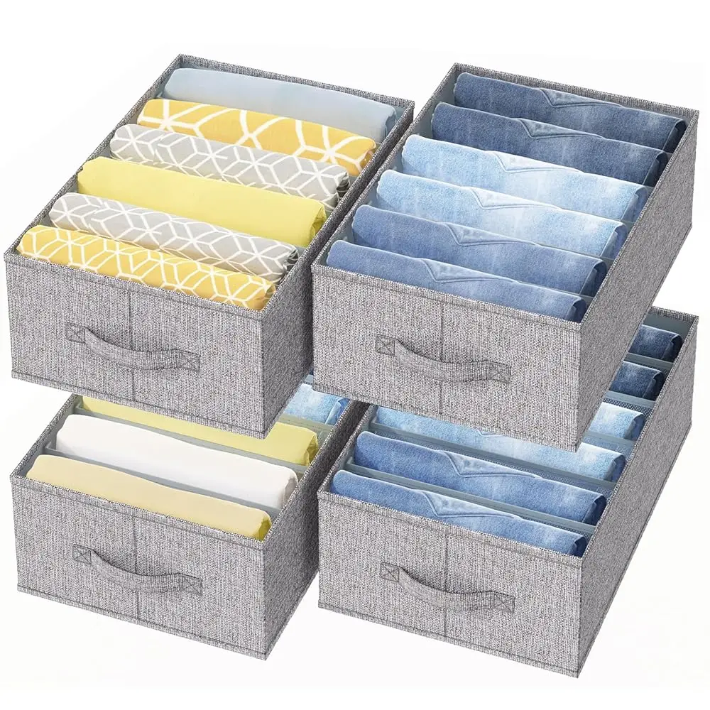 

Набор из 4 органайзеров для одежды в шкаф с 6-секционными разделителями и отсеками для хранения