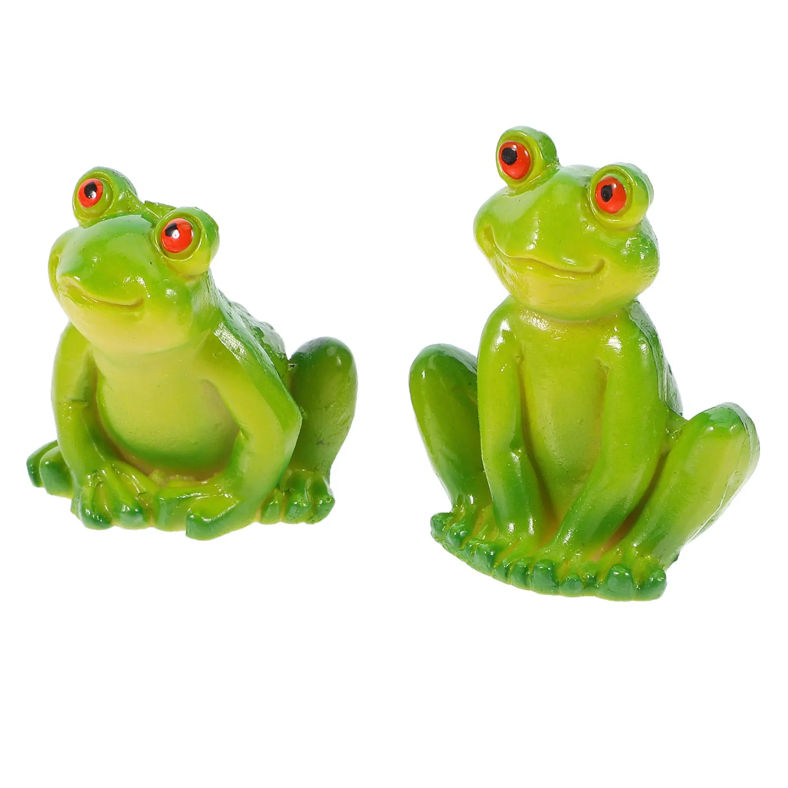 2Pcs Small Frog Statues Realistic Resin Miniature Garden Animal Decorations Micro Landscape Fairy Scene Ornaments Outdoor