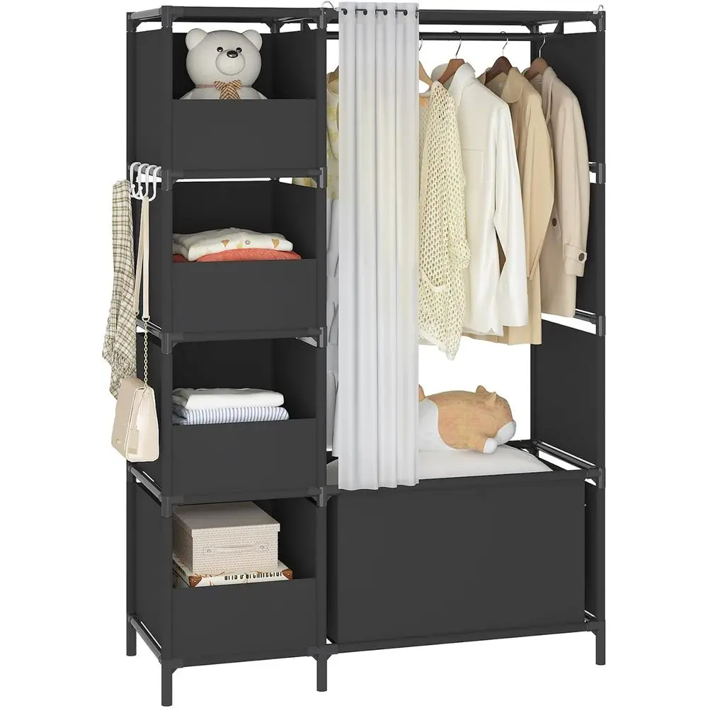 

Portable Closet，ree Standing Wardrobe Closet with Hanging Rod and Curtain，Clothes Storage Organizer, or Cloakroom, Bedroom，40.55