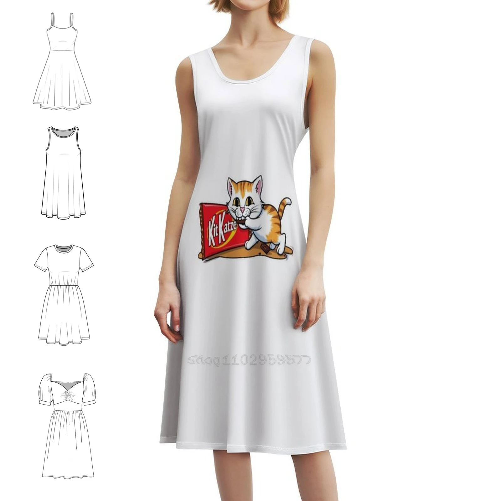 عدة Katze فستان بوهيمي عتيق بأكمام منتفخة أو خيارات بدون أكمام للنساء طقم فستان Katze Kit Katze Cat Kitkat Cats Evening #1