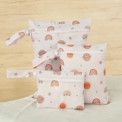 Saco de fraldas impermeável bonito, Saco de armazenamento menstrual para bebês e mamãe, viagem, conjunto 3pcs