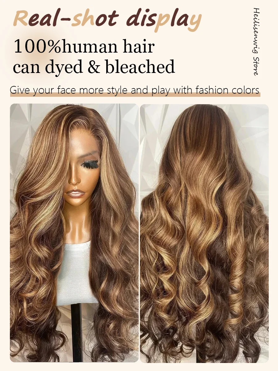 الجسم موجة 13x6 الدانتيل الباروكة الأمامية 36 بوصة 220% P4/27 تسليط الضوء على HD الدانتيل الشفاف الجبهة البرازيلي خصلات الشعر المستعار الإنسان للنساء