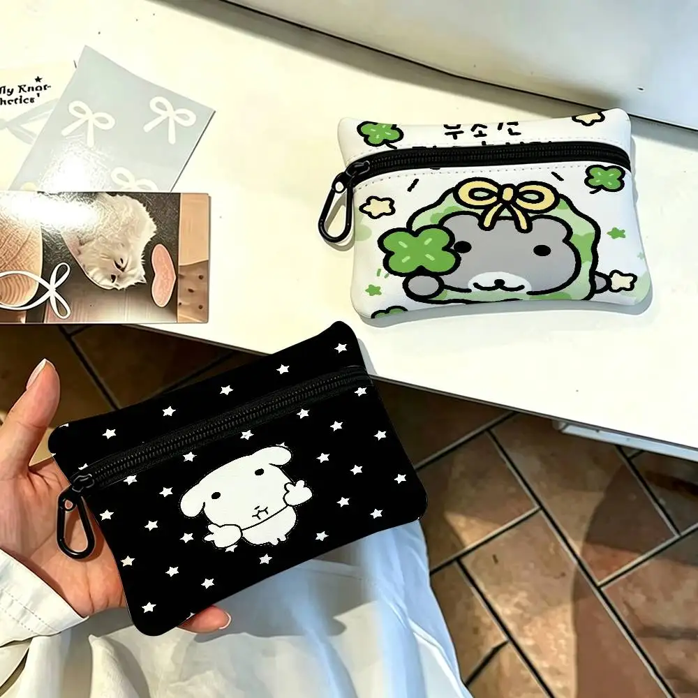 Cute GANADI White  Wear-resistant Oxford Cloth Coin Purse Portable Backpack Hanging Card Storage Bag