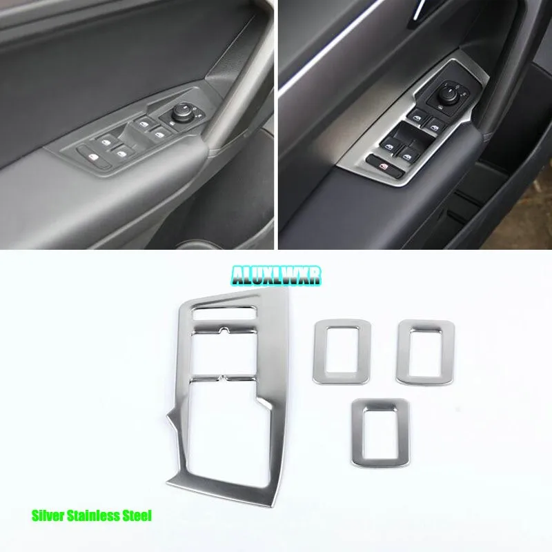 stylizacja samochodu dla Volkswagen VW Tiguan 2 Mk2 2017 do 2024 Szklana osłona przełącznika Drzwi Okno Przycisk Dekoracja Panel Akcesoria samochodowe
