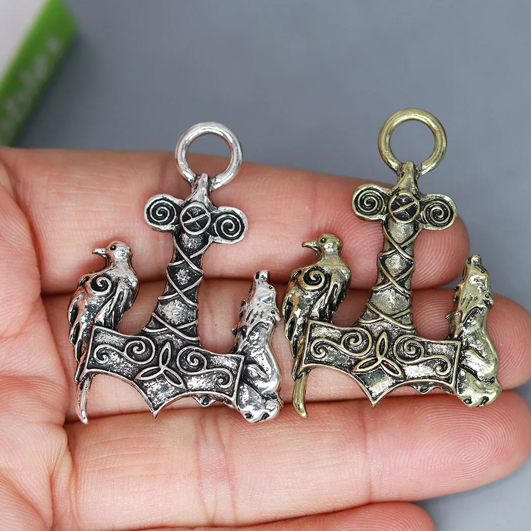 3Pcs/lot Valknut Vikings Norse Bird Wolf Anchor Charm Pendant For DIY Necklace Earrings Handmade Jewelry Making