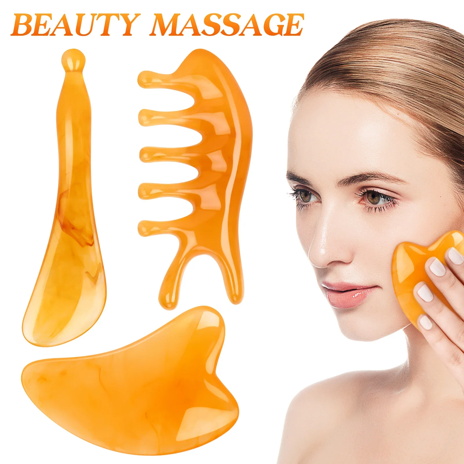Resin Guasha Massage Board Body Meridian Scraping Scalp Massage Comb Head Eye Neck Face SPA Massager Acupuncture Massage Tools