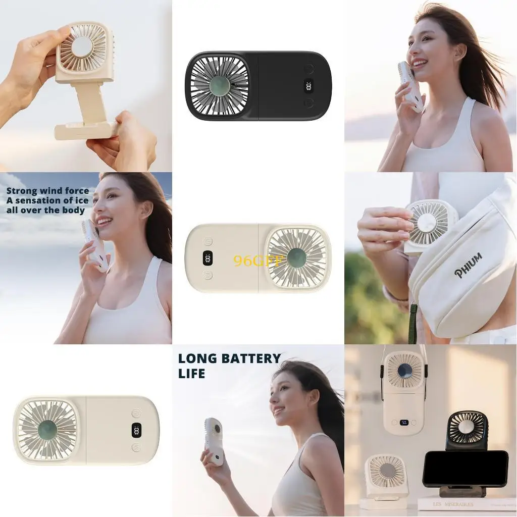 

96GF Quiet Handheld Fan 1200mAh Powerful Fan Quiet Fan Portable Fan ABS Texture Suitable for Bedroom Office and School Use