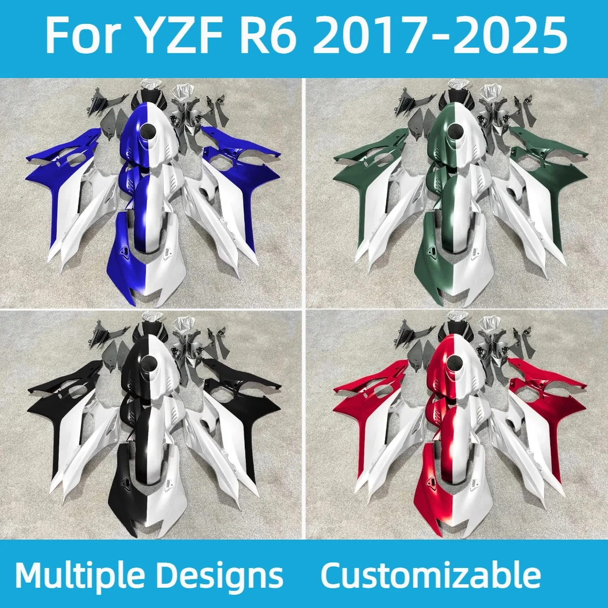 Motorcycle Fairings YZFR6 2017-2025 Fuel Tank Cover Plastic Set ABS Bodywork Fairing Kit for YAMAHA YZF R6 17-25