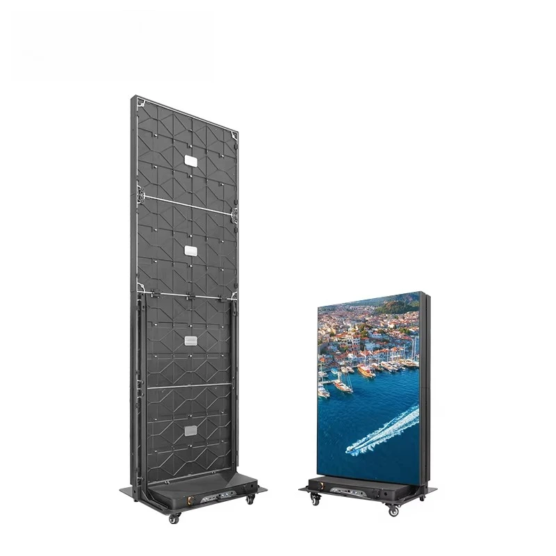 7680Hz High Refresh Foldable LED Poster Screen P2.5mm Easy Moving Digital Board GOB Anti-Crash IP65 SDK for Rental Shopping Mall