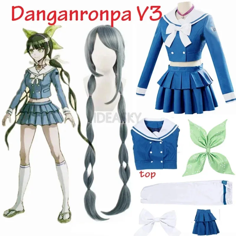 Anime danganronpa v3 matando harmonia tenko chabashira cosplay traje feminino azul uniforme escolar roupa vestido terno de marinheiro