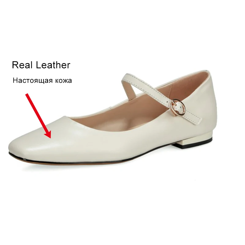 JOZHAMTA Size 33-43 Women Ballet Flats Shoes Soft Real Leather Casual Square Toe 2025 Ins Low Heels Office Lady Dress Post Shoes