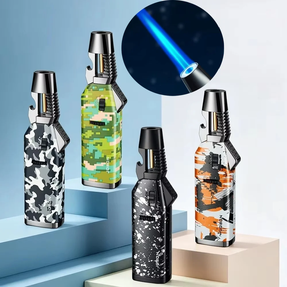 New metal high-temperature high firepower spray gun windproof direct flame outdoor with safety lock one key ignition lighter