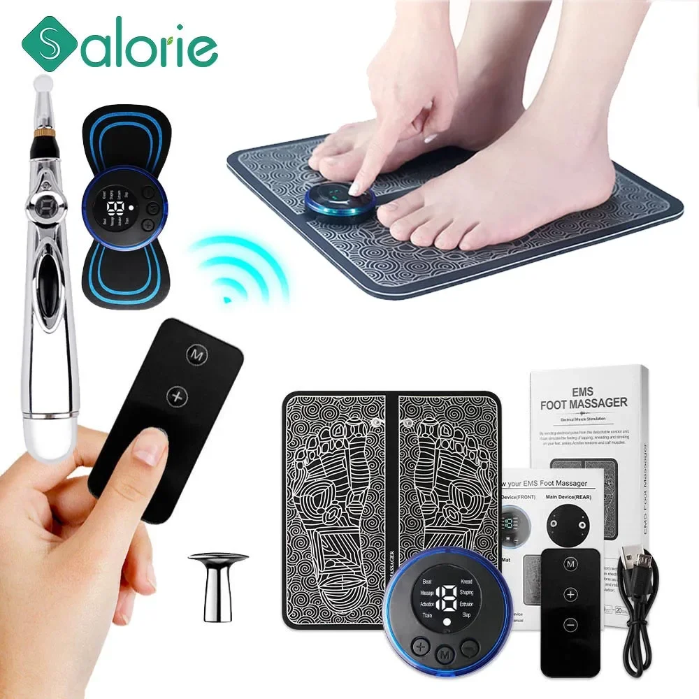 

EMS Foot Massager Mat with Controller Electrical Muscle Stimulation Massage Electric Neck Massager Electronic Acupuncture Pen