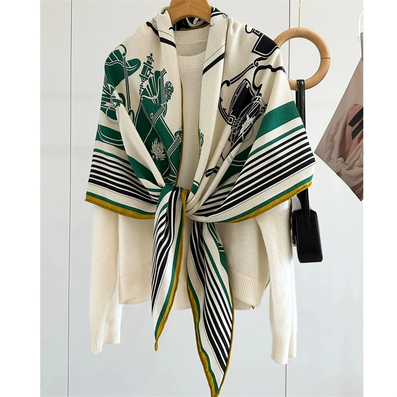 

High-grade book seal silk wool large triangle scarf autumn and winter new warm silk wool scarf outer shawl