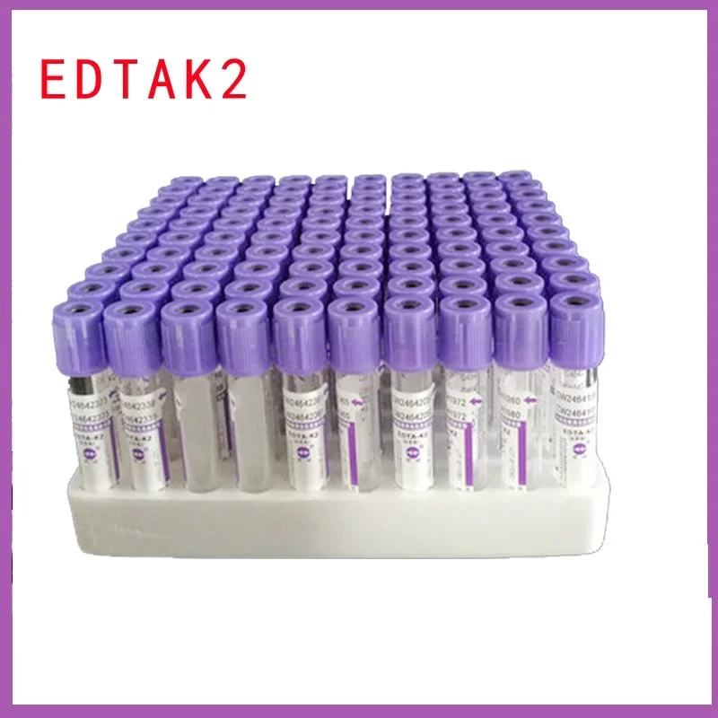 100pcs 10ml 5ml 2ml EDTA K2 Disposable Sterile Vacuum Blood Collection Tube for Laboratory and Hospital Fastshipping