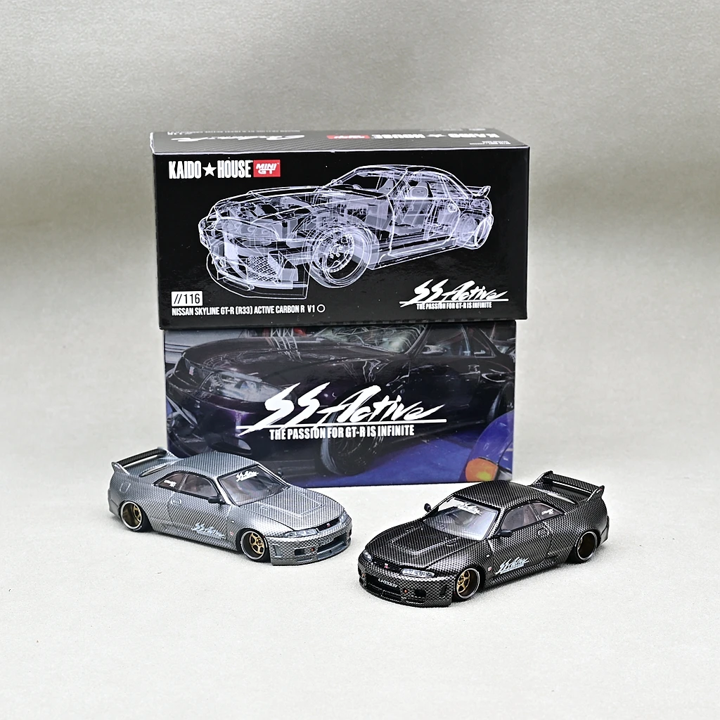 

TSM KAIDO HOUSE MINI GT 1/64 KHMG116 Nissan Skyline GTR R33 Active Carbon R Varnish Chase Die-cast alloy car model