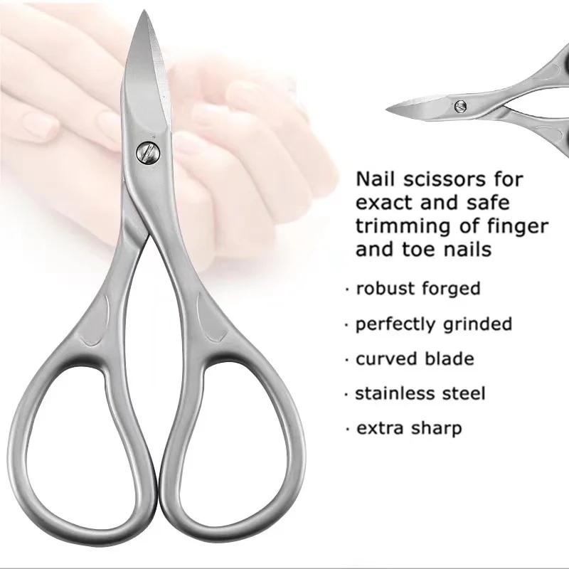 1 Unidade Tesoura Profissional para Unhas, Sobrancelhas e Cílios, Lâmina Curva Multiuso para Manicure e Pedicure, Cortador de Unhas das Mãos e dos Pés