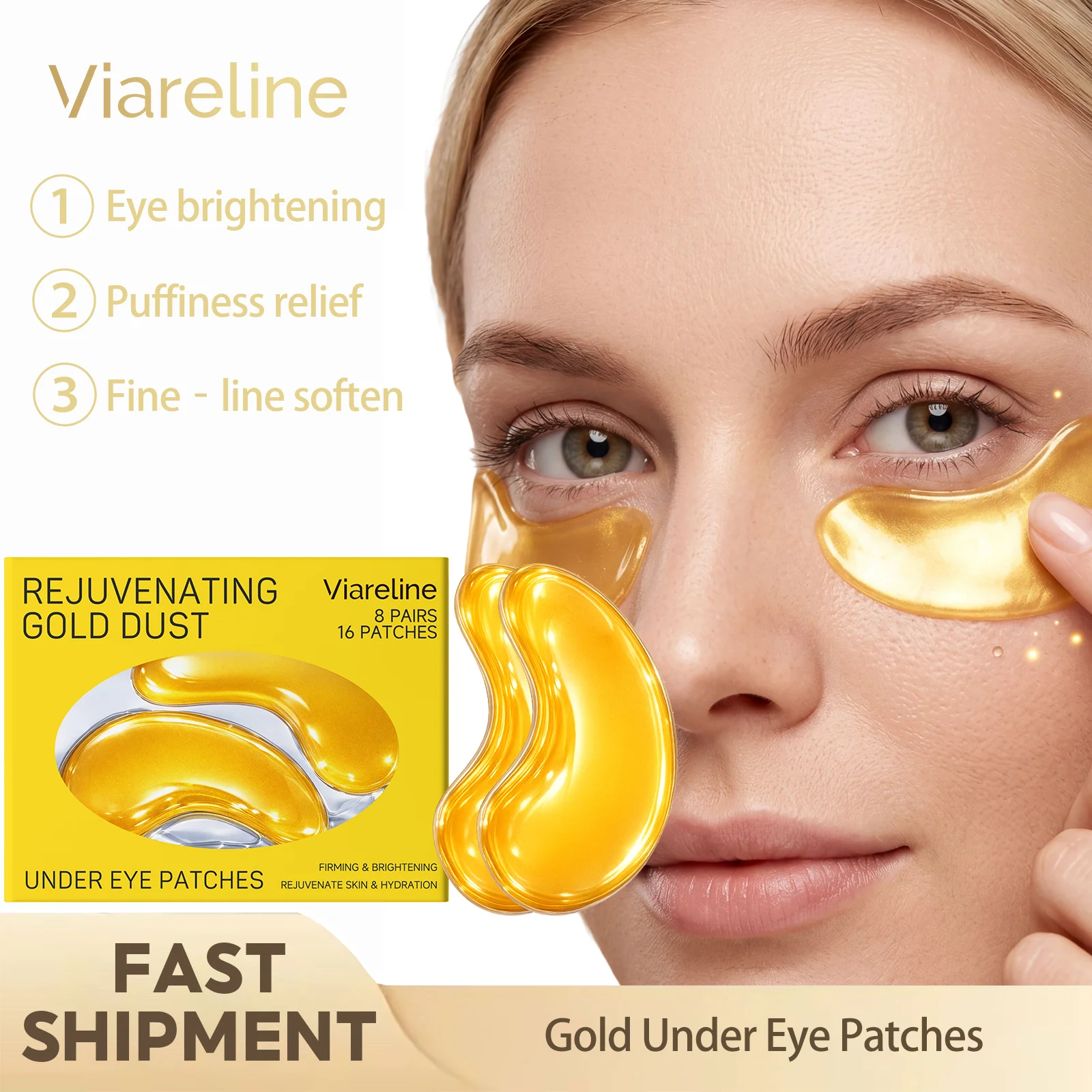 Gold Under Eye Patches Rejuvenating Eye Moisturizing Brightening Reduces Eye Puffiness Softens Fine Lines Comfort Eye Skin Care