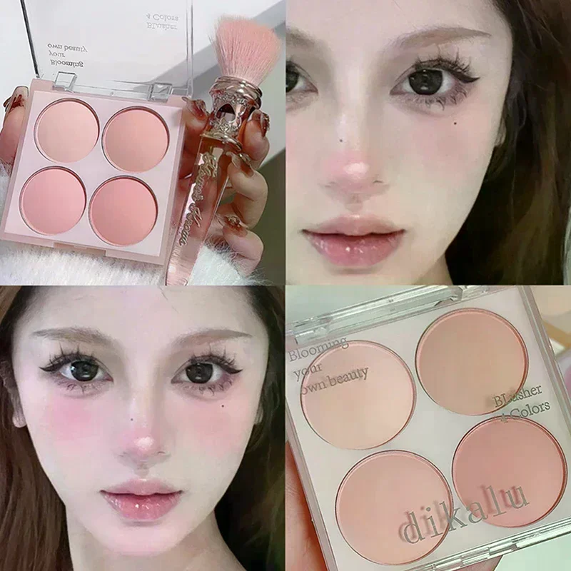 4 Colors Matte Blush Powder Set - Sweet Warm Tone Face Makeup Cheek Brightener Cosmetic Illuminator For Enhanced Facial Beauty