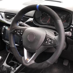 Black Suede Car Steering Wheel Cover For Opel Astra(K) Corsa(E) Crossland X Grandland X Insignia Leather Steering Wrap