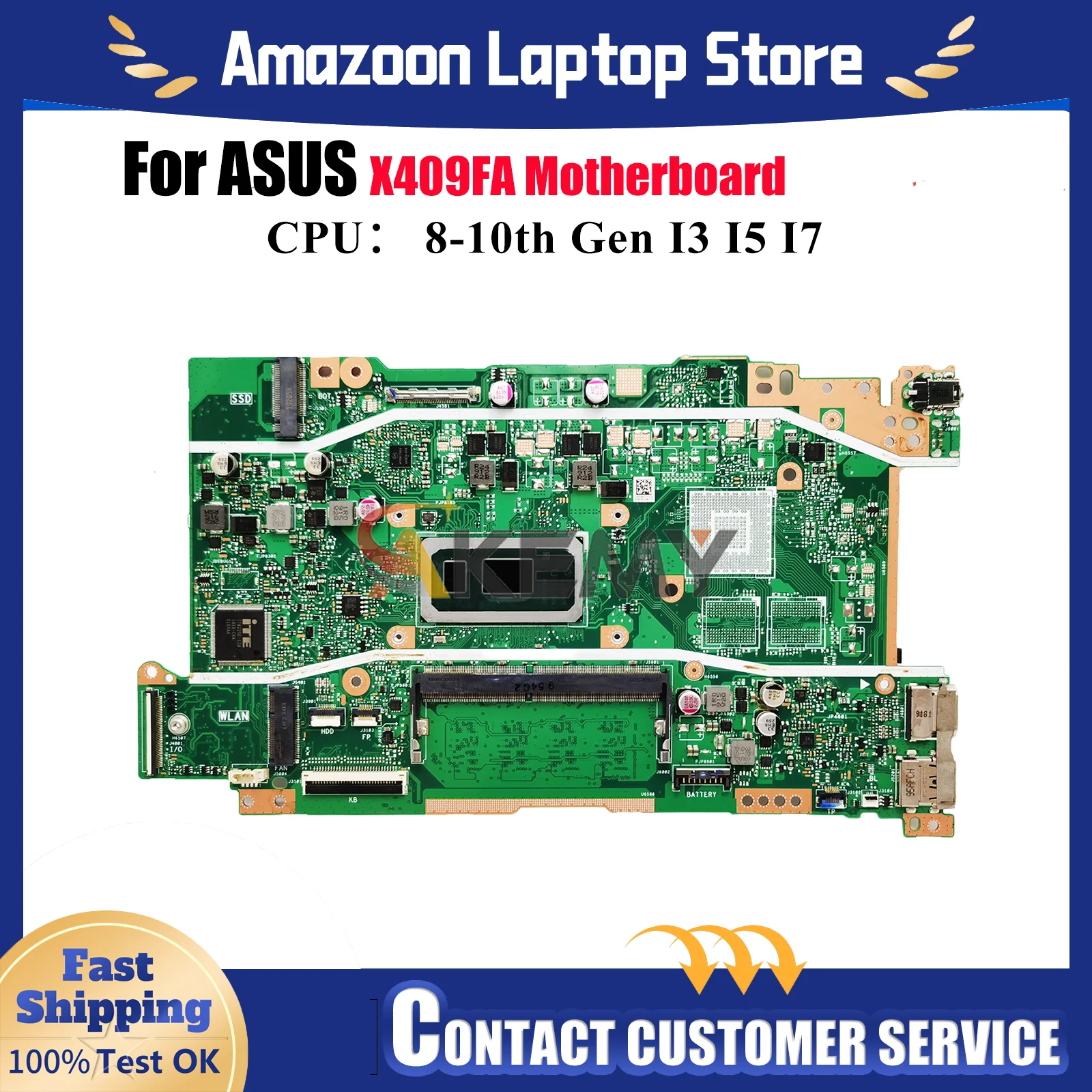 

X409FA Материнская плата для ноутбука ASUS Y4200F X509FL A409F F409F X509FAC X409F X509FB X509FJ Материнская плата с процессором I3 I5 I7 100% тест
